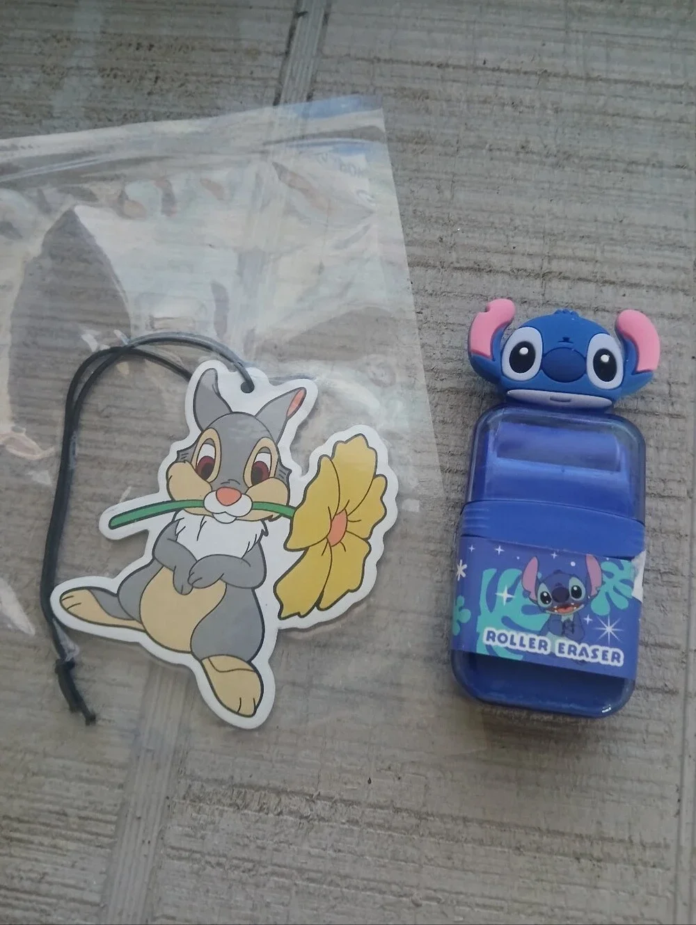Disney Stitch Roller Eraser in Blue and Pink AND Thumper Air Freshie
